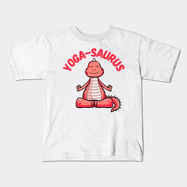 Yoga-Saurus Kids T-Shirt by NicoleMerida